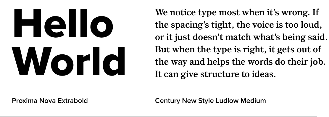 Century New Style paired with Proxima Nova