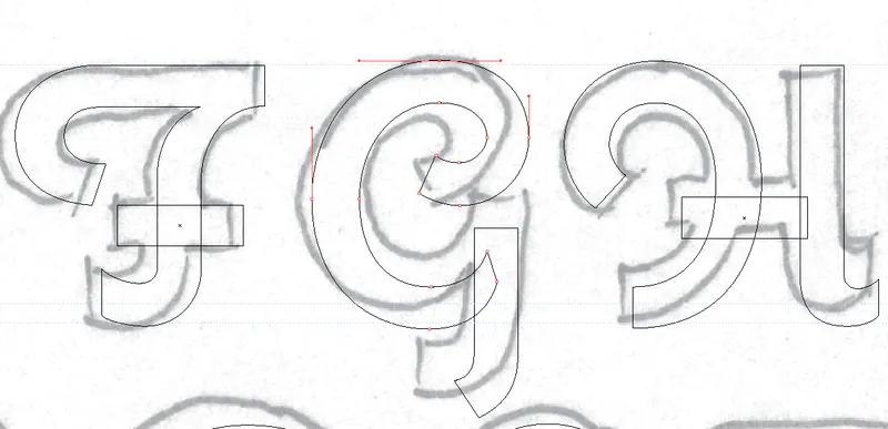 Coquette Bold tracing in Adobe Illustrator.