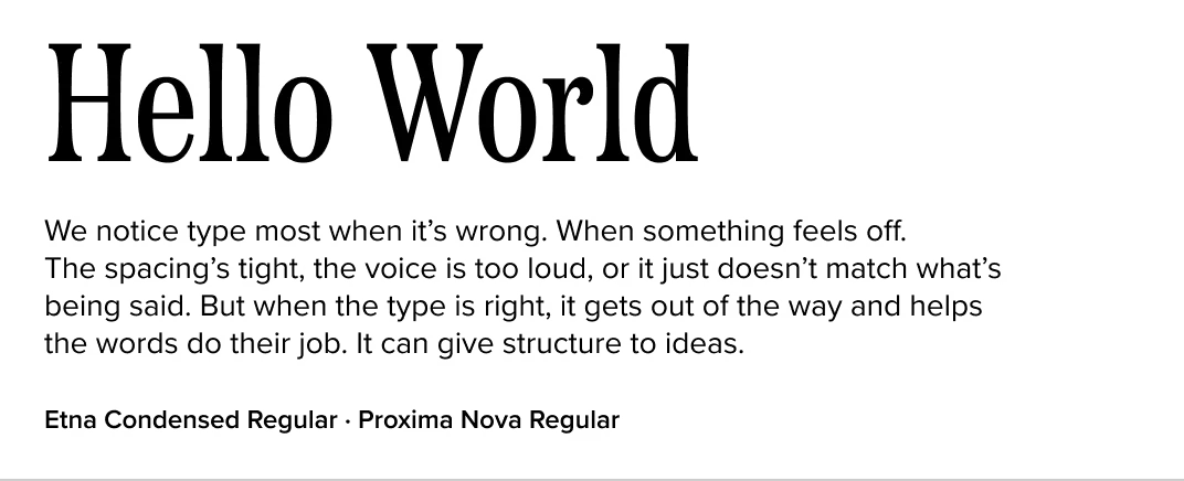 Etna paired with Proxima Nova