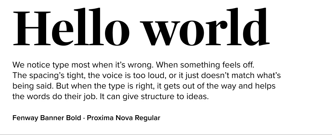 Fenway paired with Proxima Nova