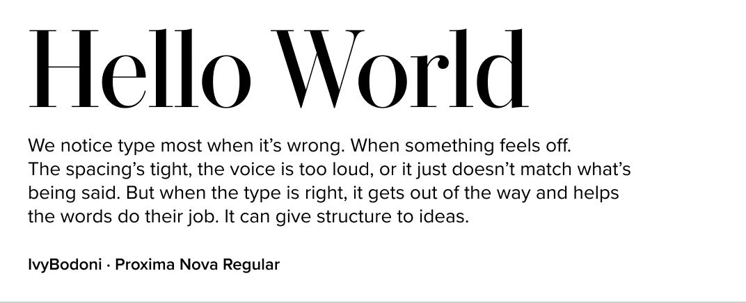 IvyBodoni paired with Proxima Nova