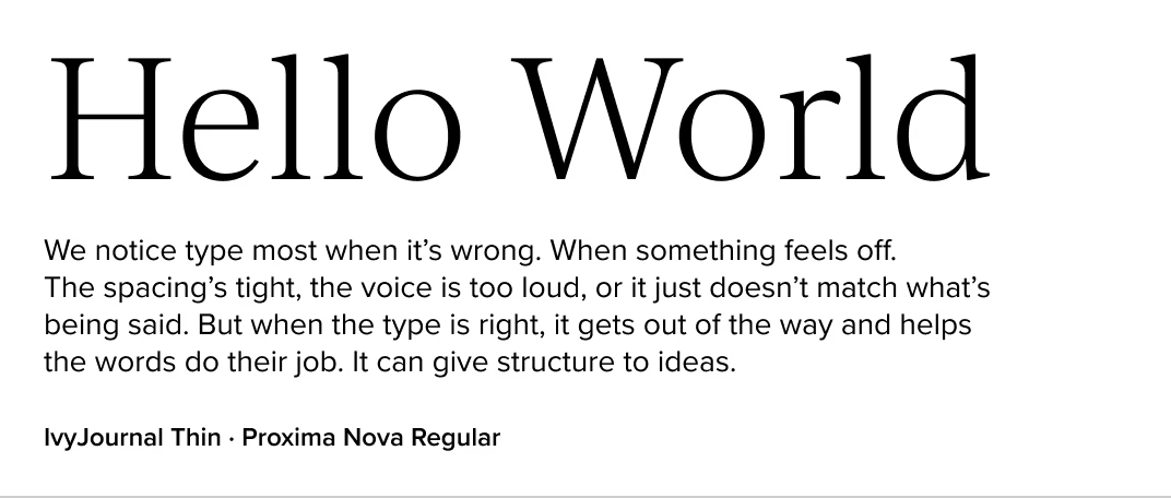 IvyJournal paired with Proxima Nova