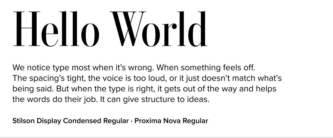 Stilson paired with Proxima Nova