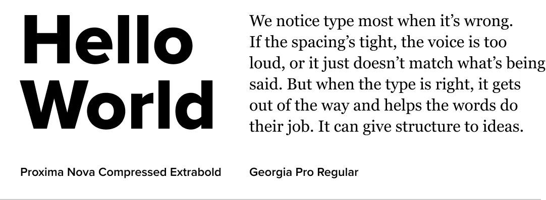 Georgia paired with Proxima Nova